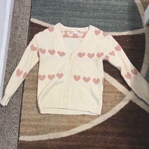 Cream Heart Pattern Sweater